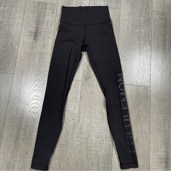 lululemon Wunder under High rise Leggings logo Size 4 Black - Picture 1 of 7